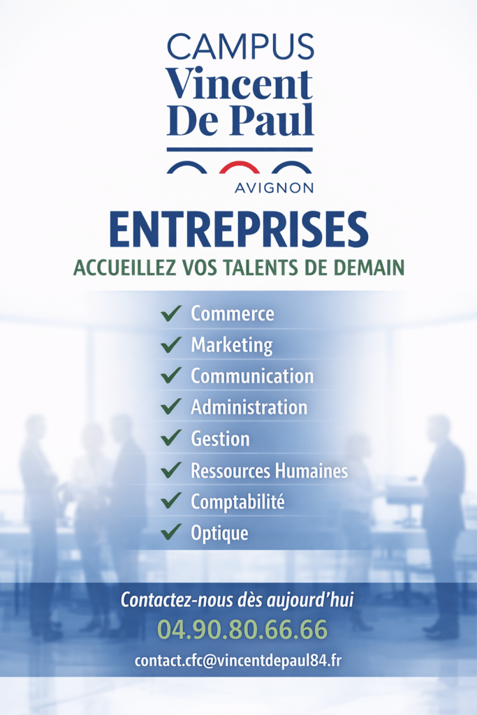 Entreprises, et si vous deveniez partenaire du Centre de Formation Vincent de Paul Avignon ? Accueillez vos talents de demain… sans contrainte ! Nous nous occupons de TOUT.