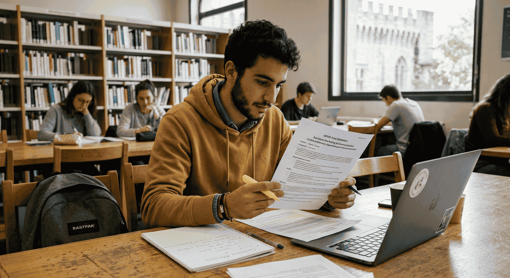 Candidatures : un étudiant qui vérifie son CV