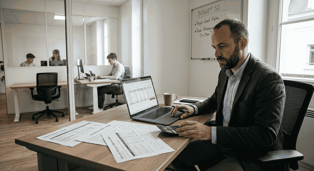 Un entrepeneur calcule le coût d'un alternant Calcul du coût d'un alternant