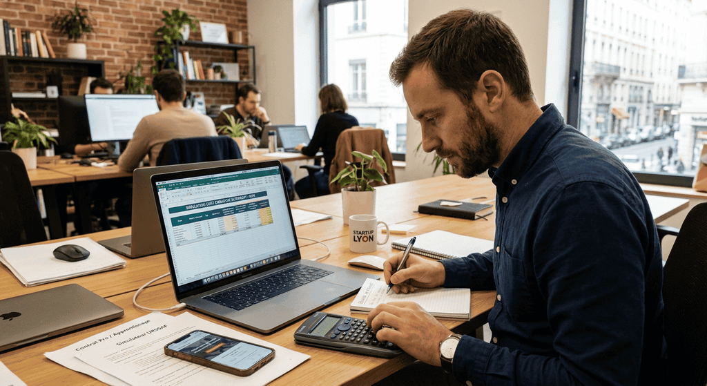 Un entrepreneur qui étudie le coût de l'arrivée d'un alternant Un employeur qui simule les coûts d'un alternant