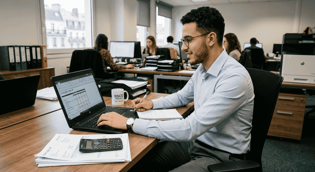 Un alternant qui découvre la comptabilité Un alternant en formation de comptabilité