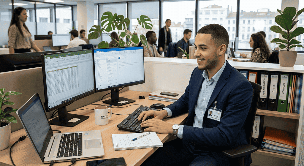 Un jeune alternant recruté en gestion administrative Un alternant en formation de gestion administrative