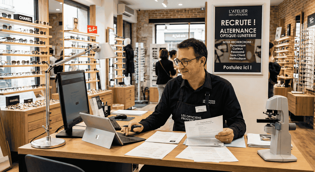 Recrutement d'un alternant par un opticien Un opticien qui vient de recruter un alternant
