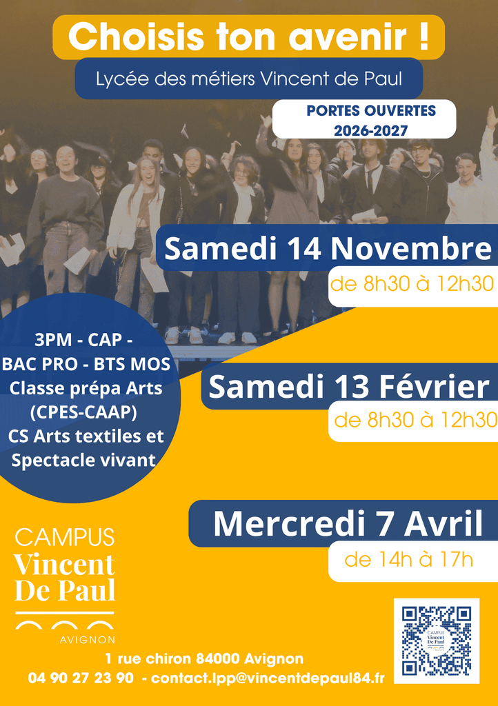 Rejoignez-nous à la JPO du Lycée Vincent de Paul JPO Lycée des Métiers Vincent de Paul