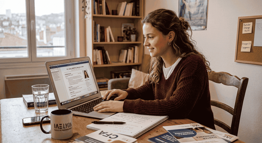 Une jeune fille qui prépare son CV pour la rentrée